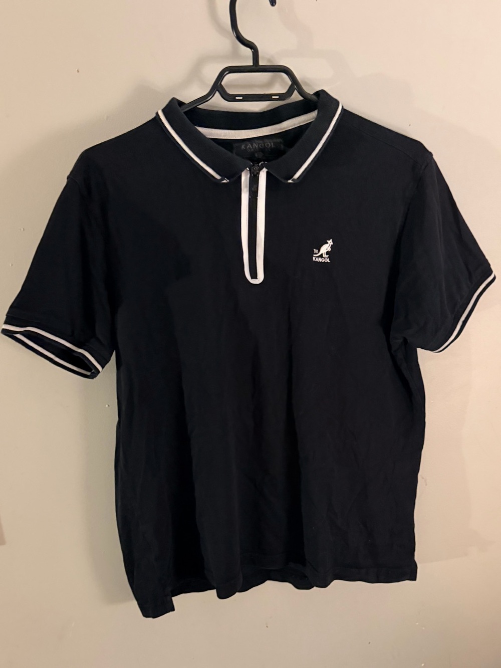 Vintage Kangol Polo quarter zip embroidered logo cotton